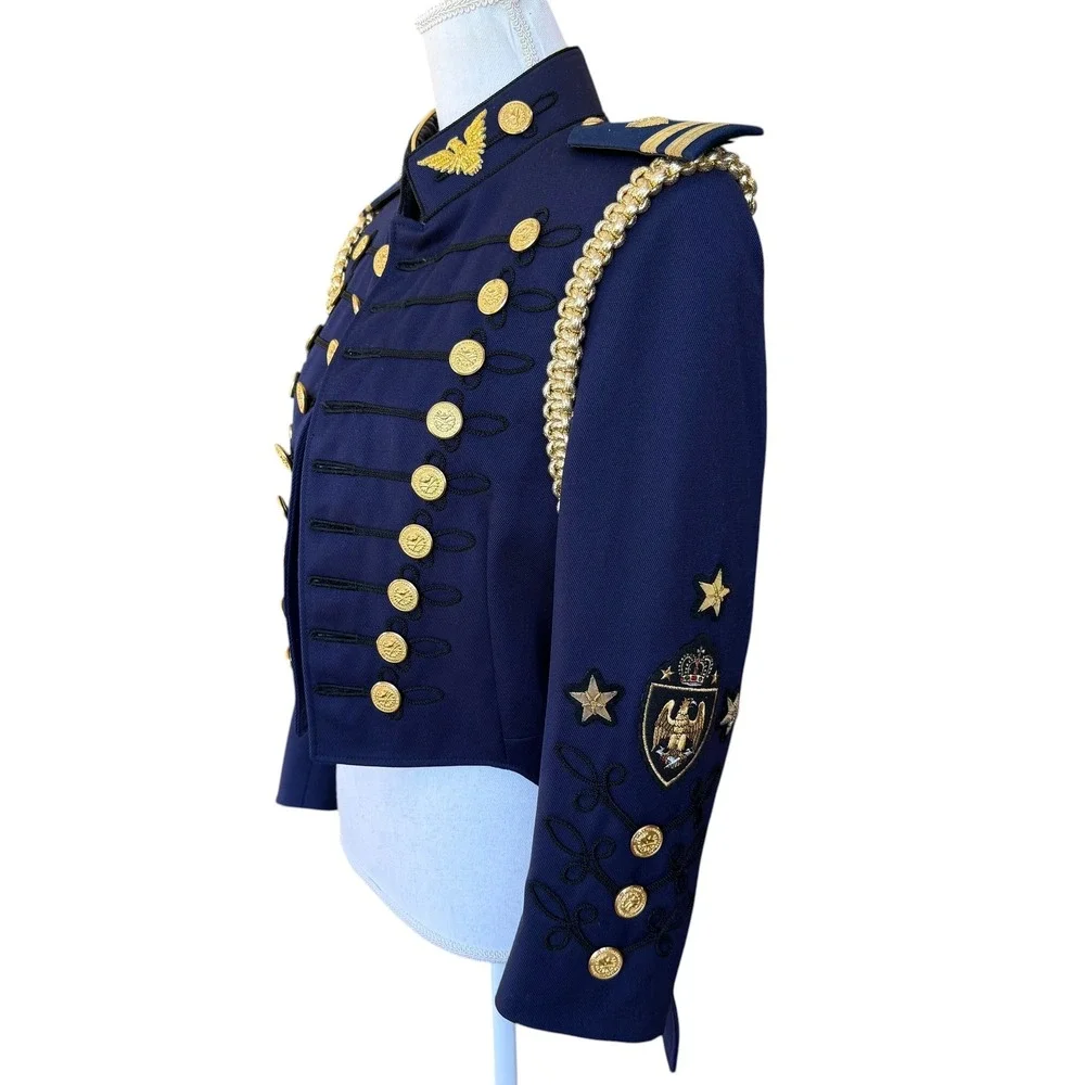 Gail Dauer USMC Military‎ Tailcoat Jacket Blue Wool Gold Braid Embroidery 34XS-T